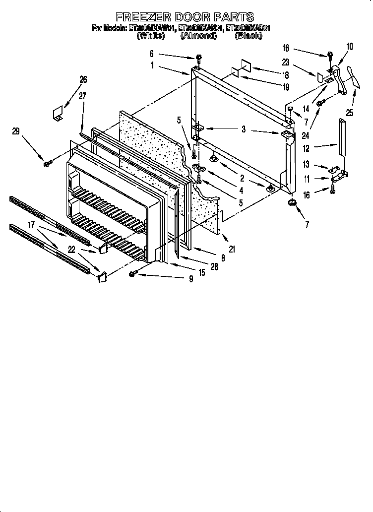 Whirlpool ET20DMXAB01 freezer door diagram