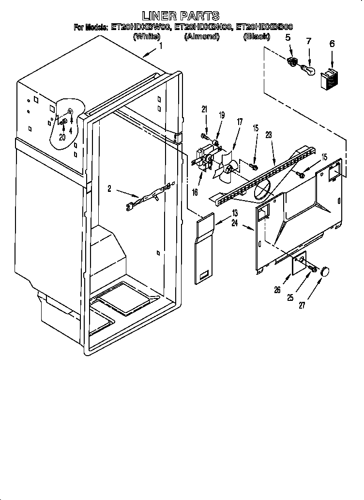 Whirlpool ET20HDXBB00 liner diagram