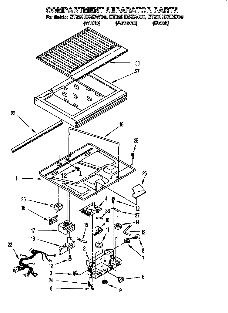 Whirlpool ET20HDXBB00 compartment separator diagram