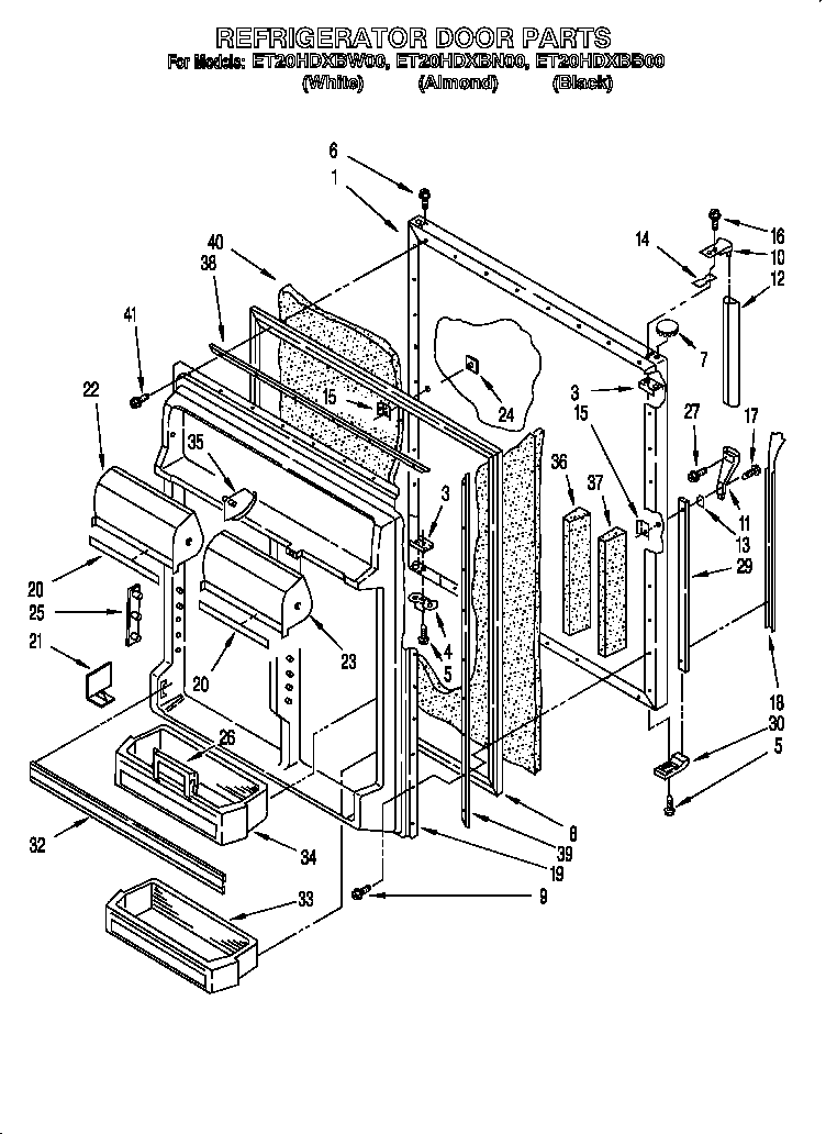 Whirlpool ET20HDXBB00 refrigerator door diagram