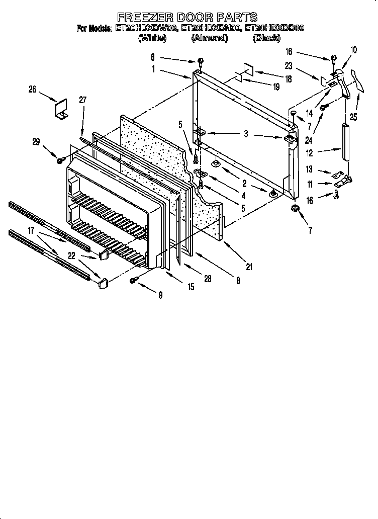 Whirlpool ET20HDXBB00 freezer door diagram