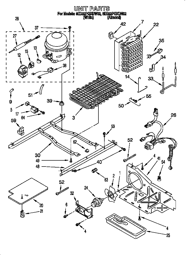 Whirlpool 8ED22PQXDN02 unit diagram