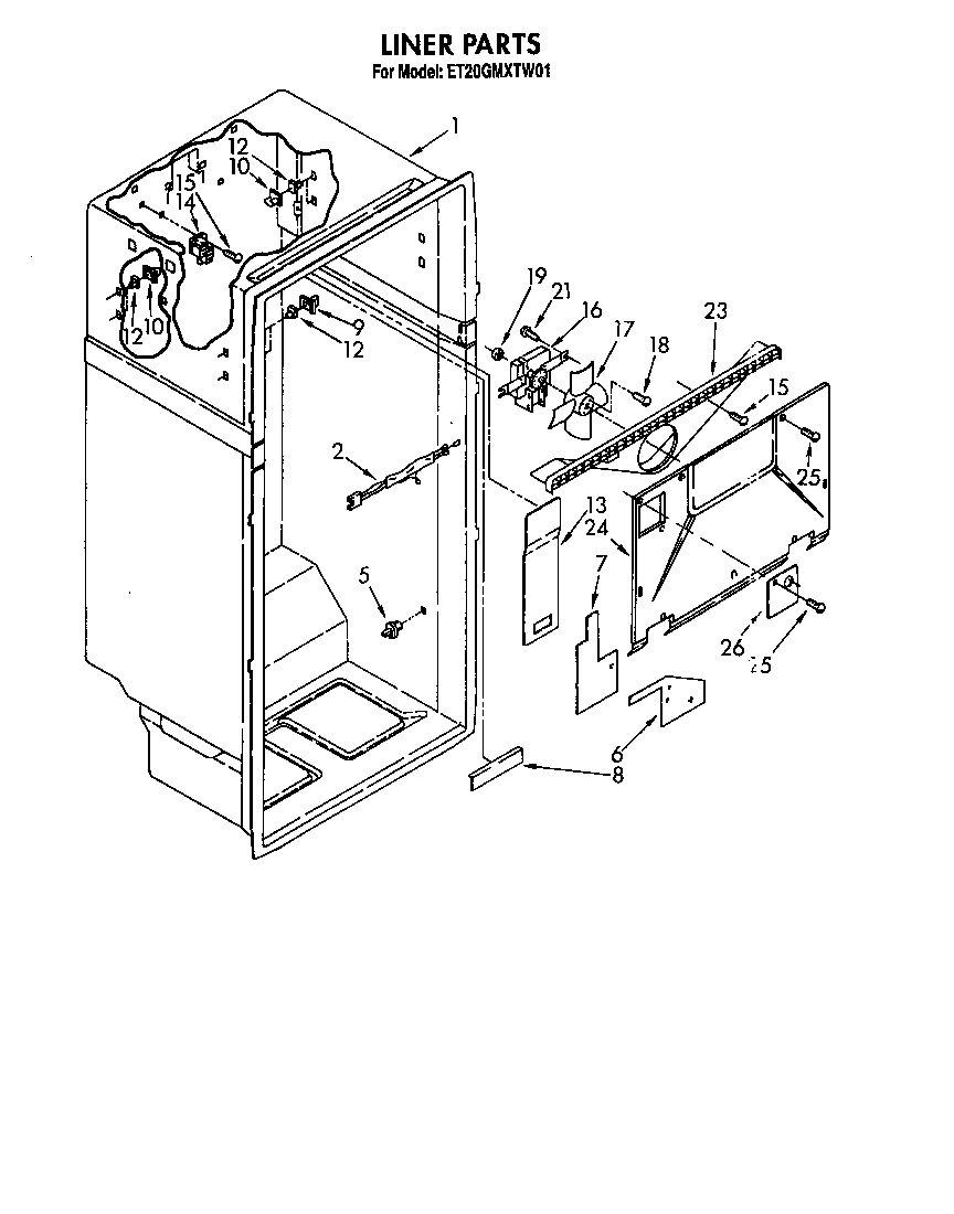 Whirlpool ET20GMXTW01 liner diagram