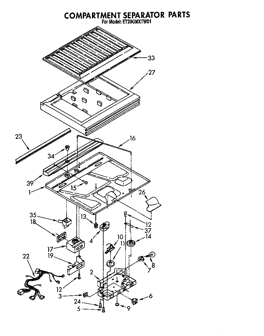 Whirlpool ET20GMXTW01 compartment separator diagram