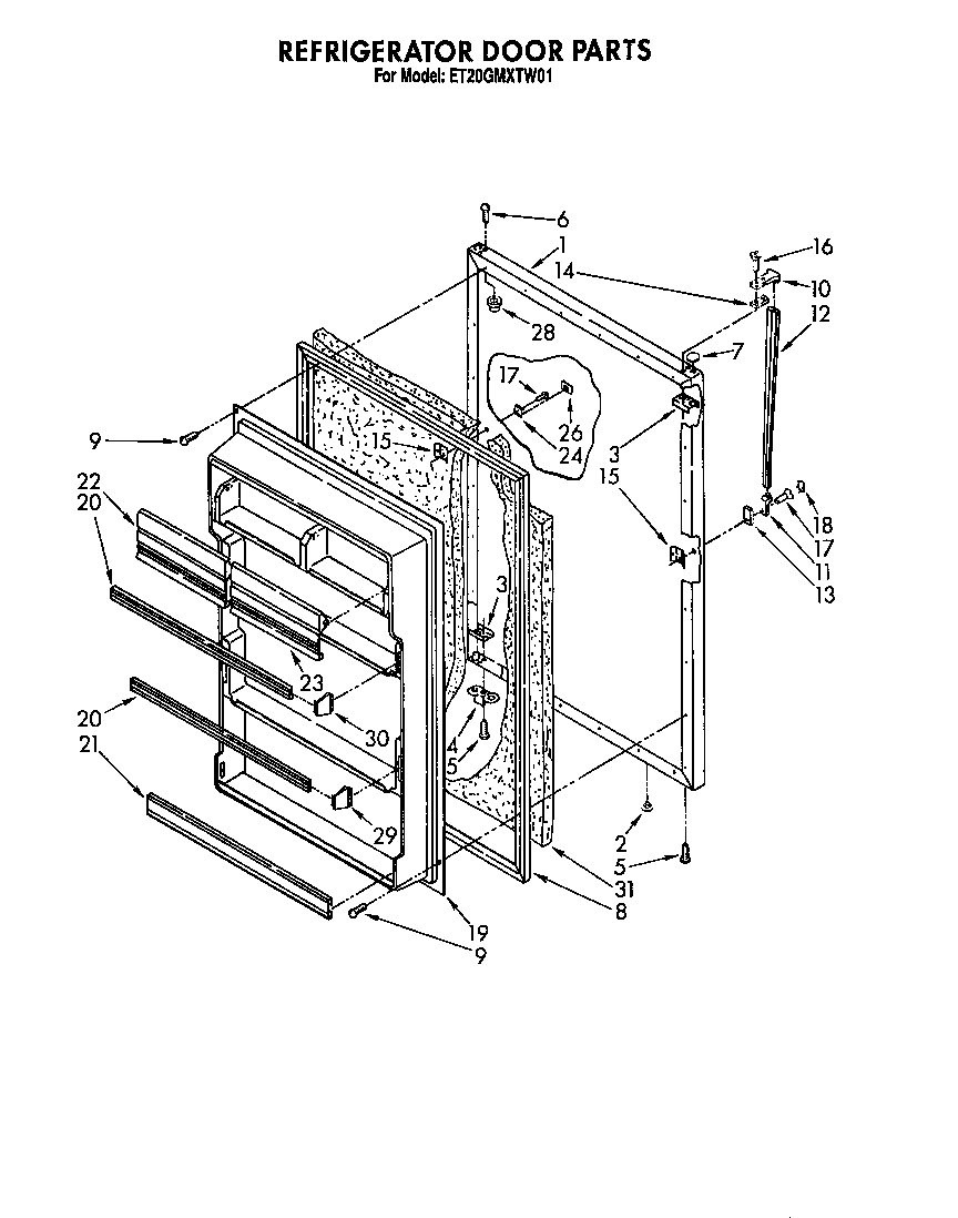 Whirlpool ET20GMXTW01 refrigerator door diagram