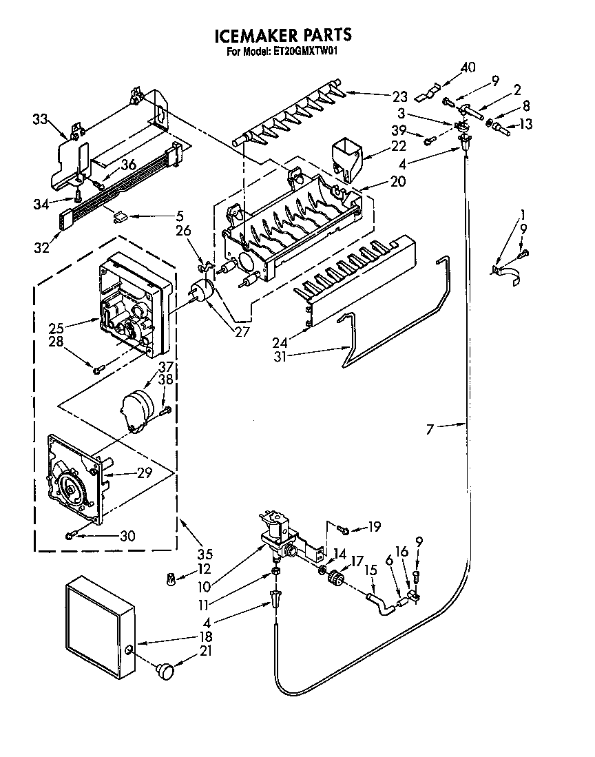 Whirlpool ET20GMXTW01 ice maker diagram