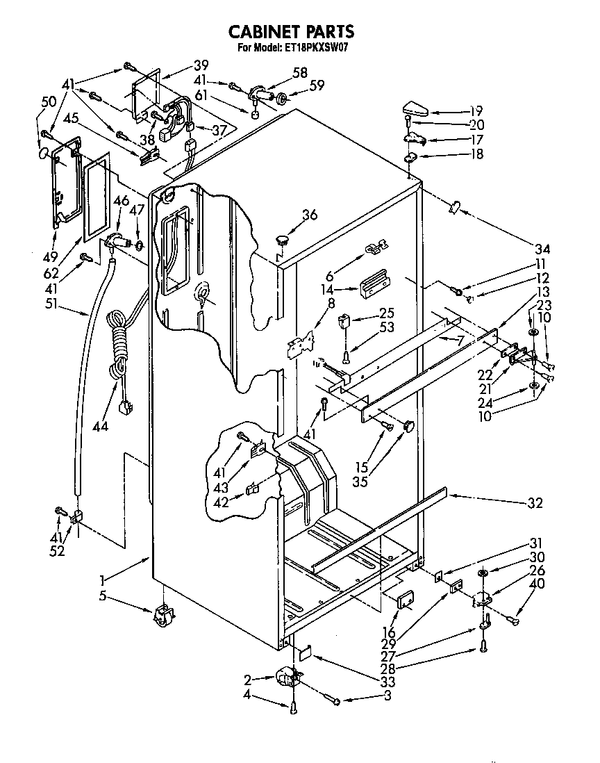 Whirlpool ET18PKXSW07 cabinet diagram