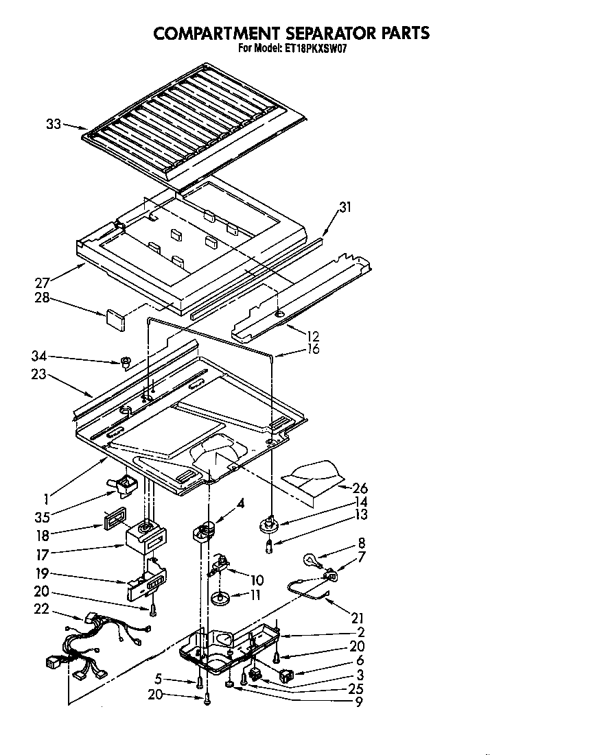 Whirlpool ET18PKXSW07 compartment separator diagram