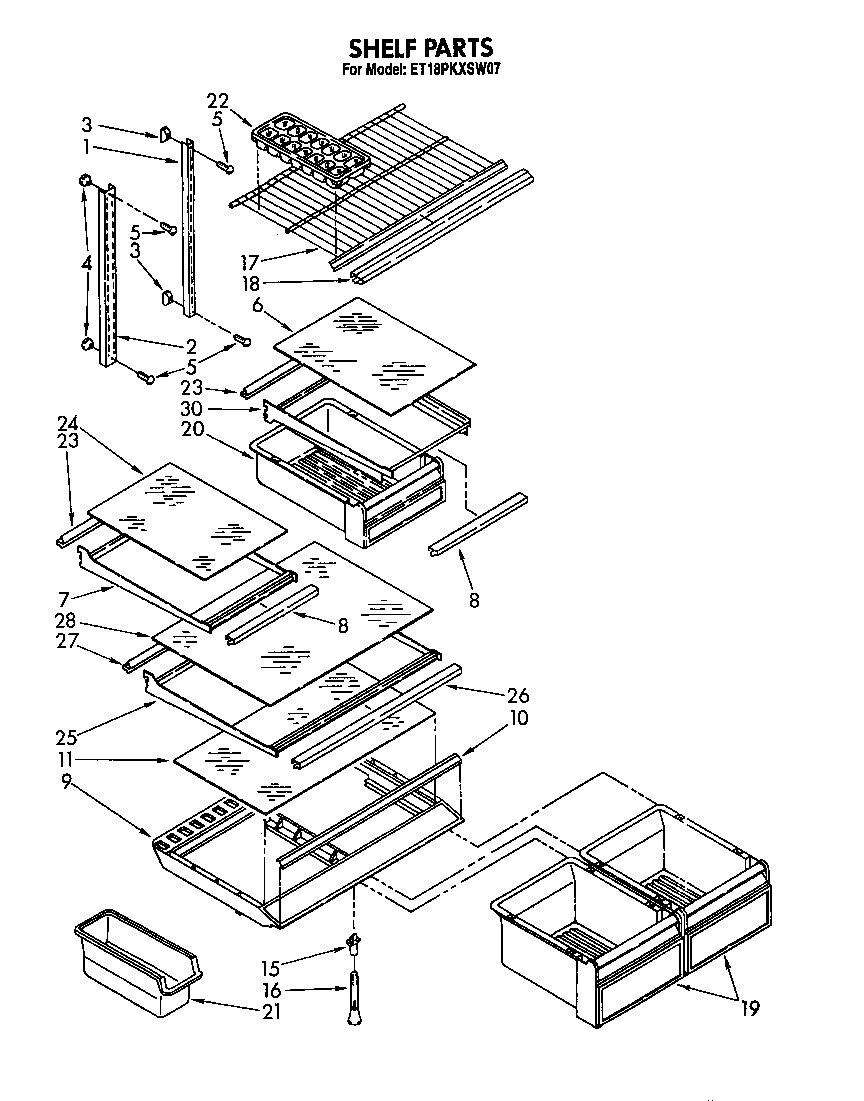 Whirlpool ET18PKXSW07 shelf diagram