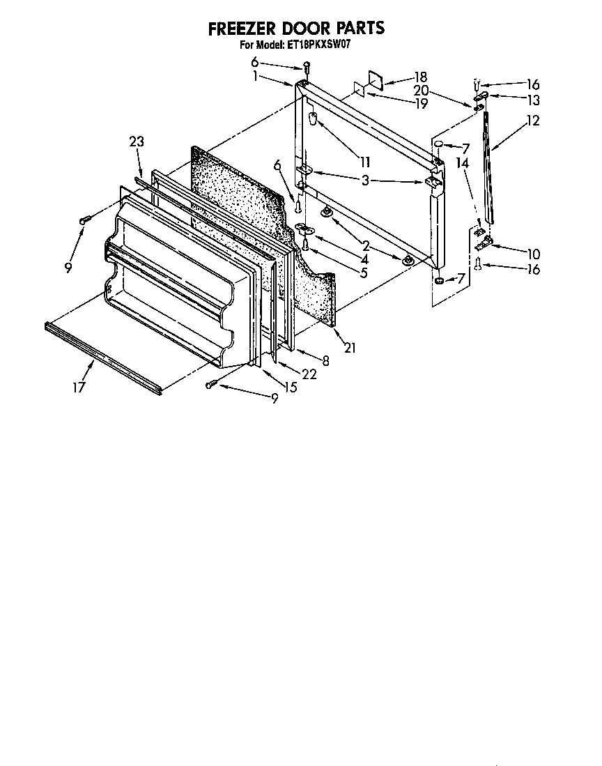 Whirlpool ET18PKXSW07 freezer door diagram