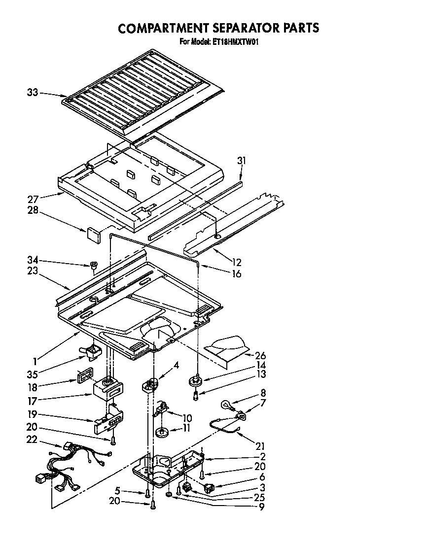 Whirlpool ET18HMXTG01 compartment separator diagram
