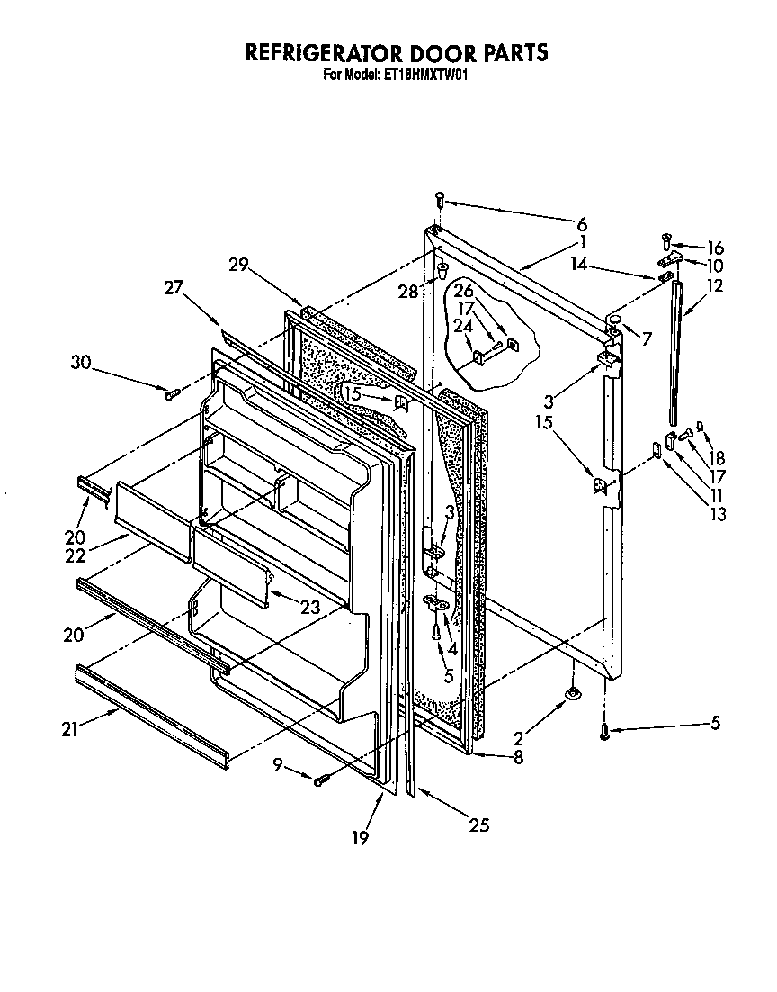 Whirlpool ET18HMXTG01 refrigerator door diagram