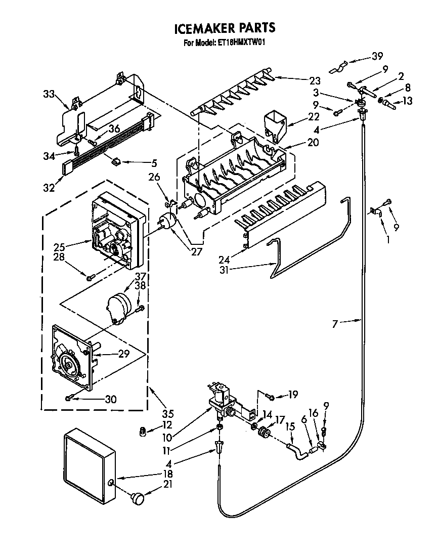 Whirlpool ET18HMXTG01 icemaker diagram