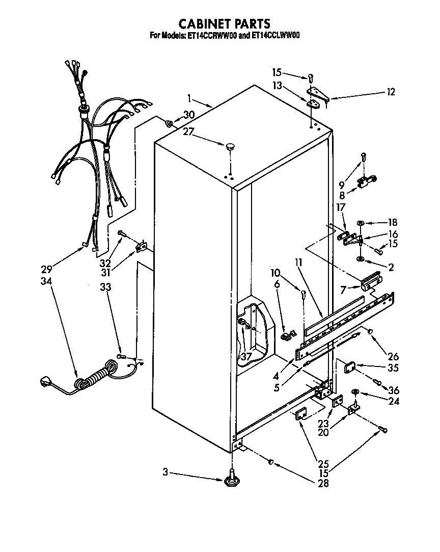 Whirlpool ET14CCRWN00 cabinet diagram