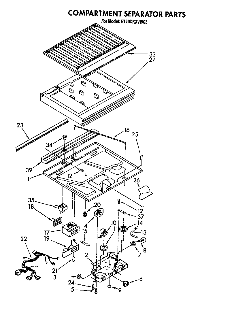 Whirlpool ET20DKXVF03 compartment separator diagram