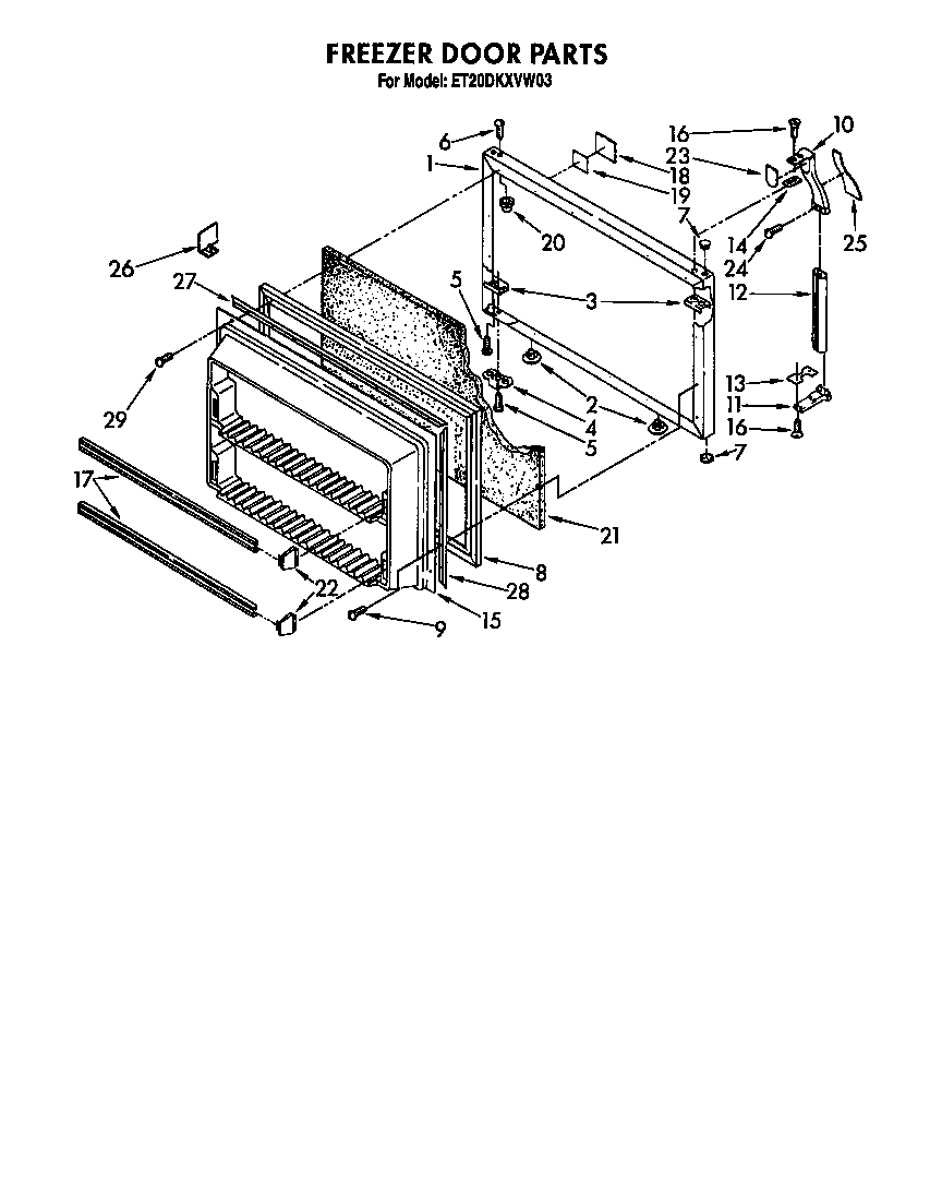 Whirlpool ET20DKXVF03 freezer door diagram