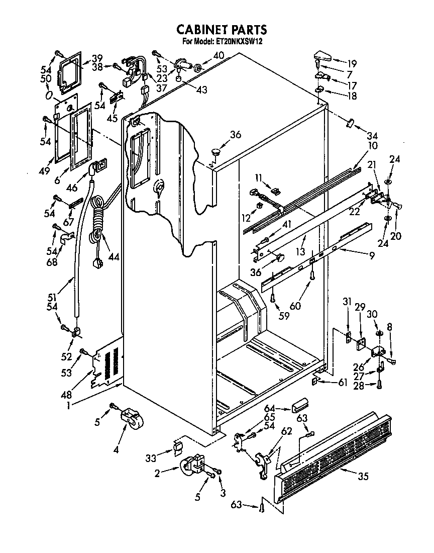 Whirlpool ET20NKXSW12 cabinet diagram