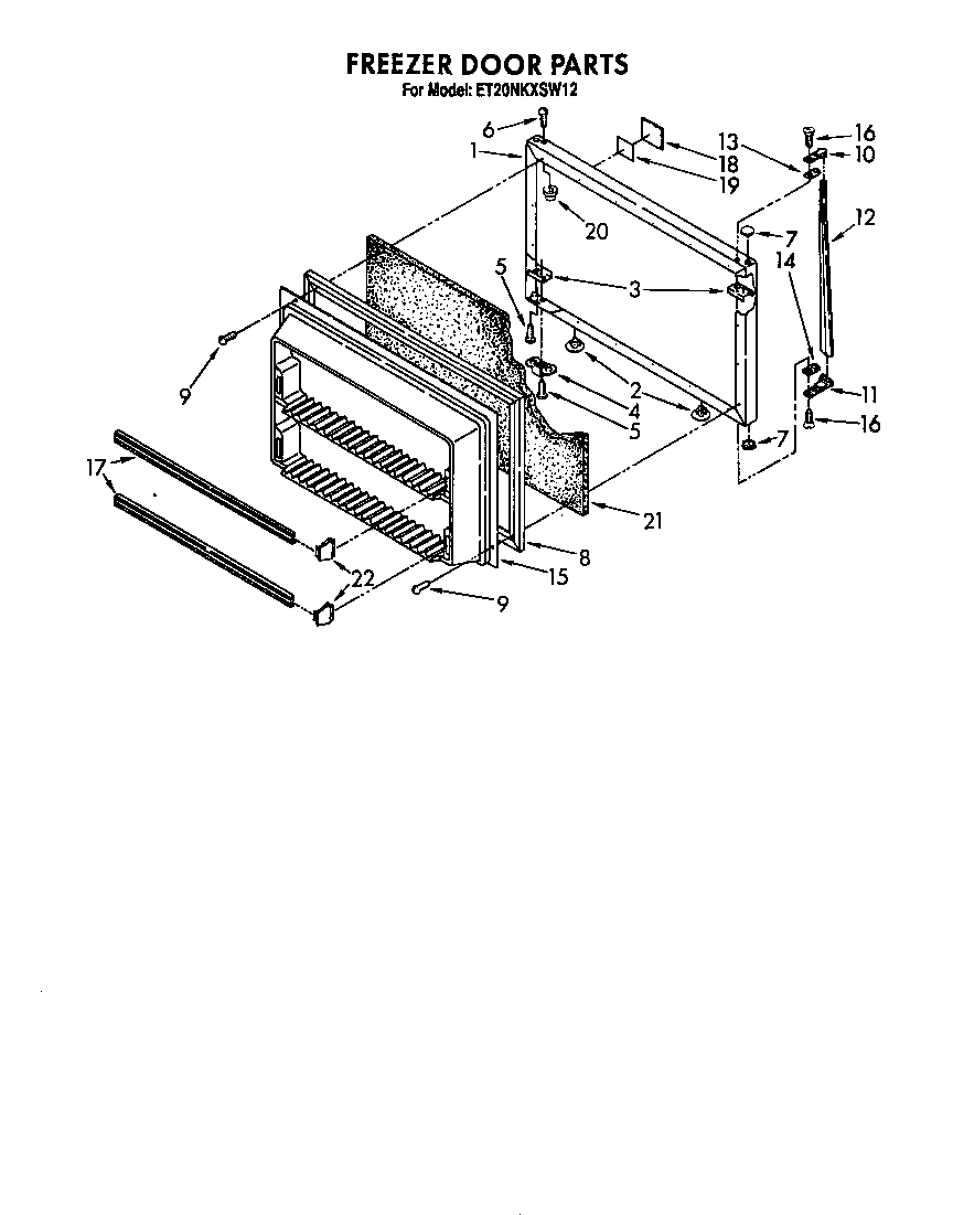 Whirlpool ET20NKXSW12 freezer door diagram
