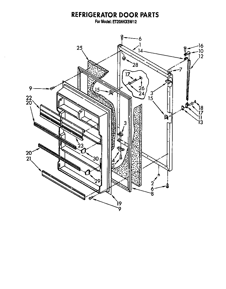 Whirlpool ET20NKXSW12 refrigerator door diagram