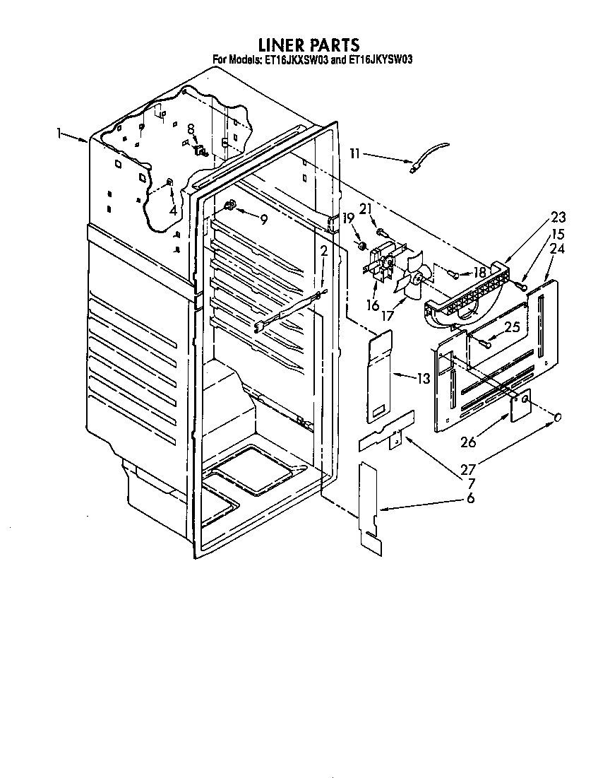 Whirlpool ET16JKYSM03 liner diagram
