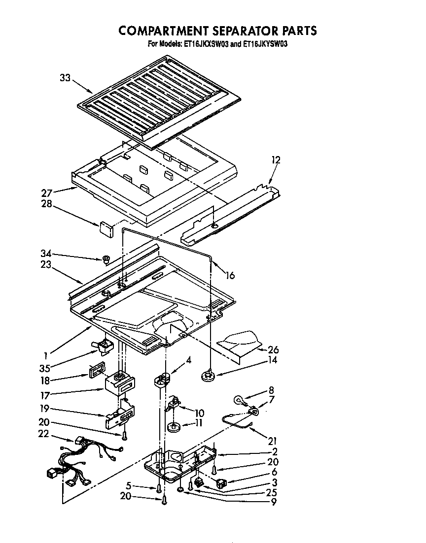 Whirlpool ET16JKYSM03 compartment separator diagram