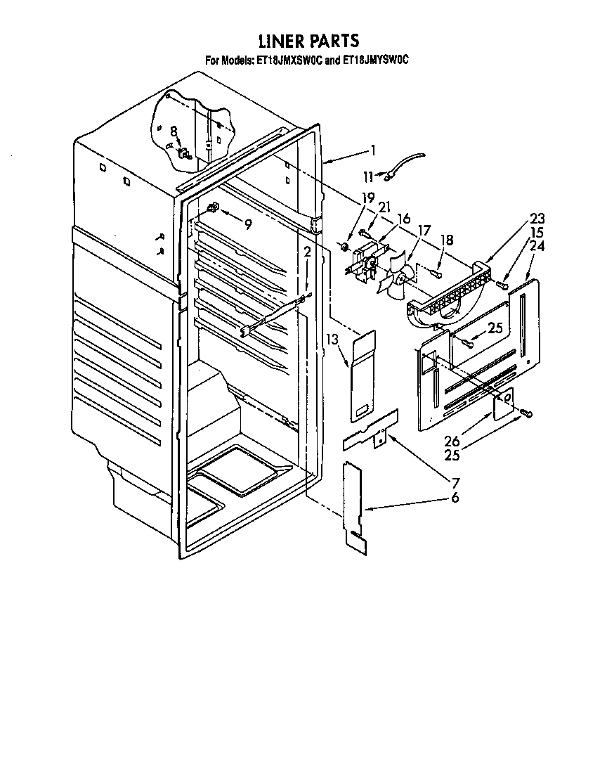 Whirlpool ET18JMYSG0C liner diagram