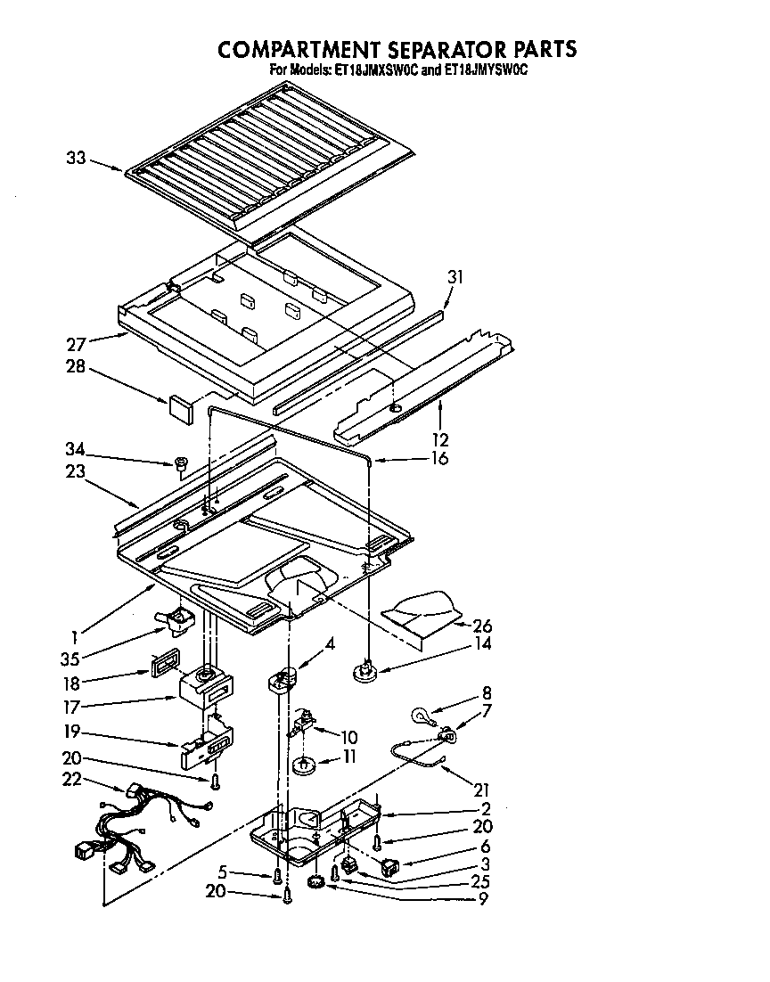 Whirlpool ET18JMYSG0C compartment separator diagram