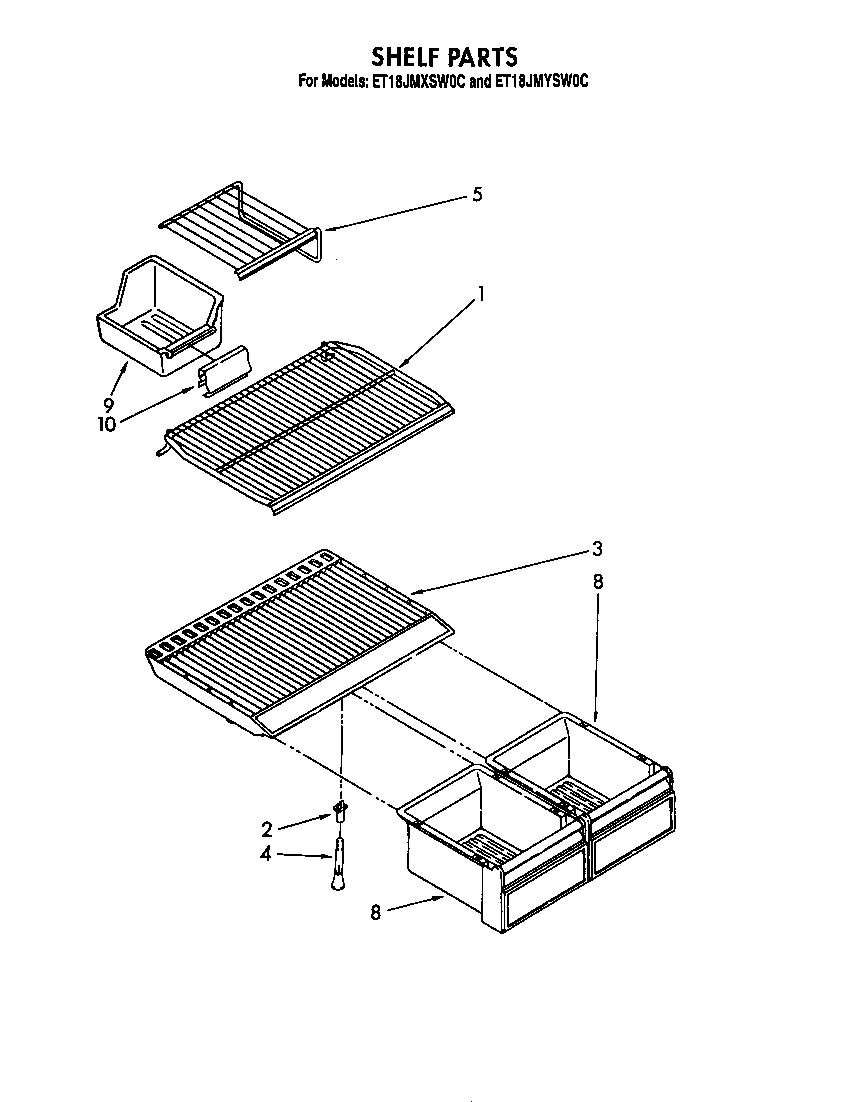 Whirlpool ET18JMYSG0C shelf diagram
