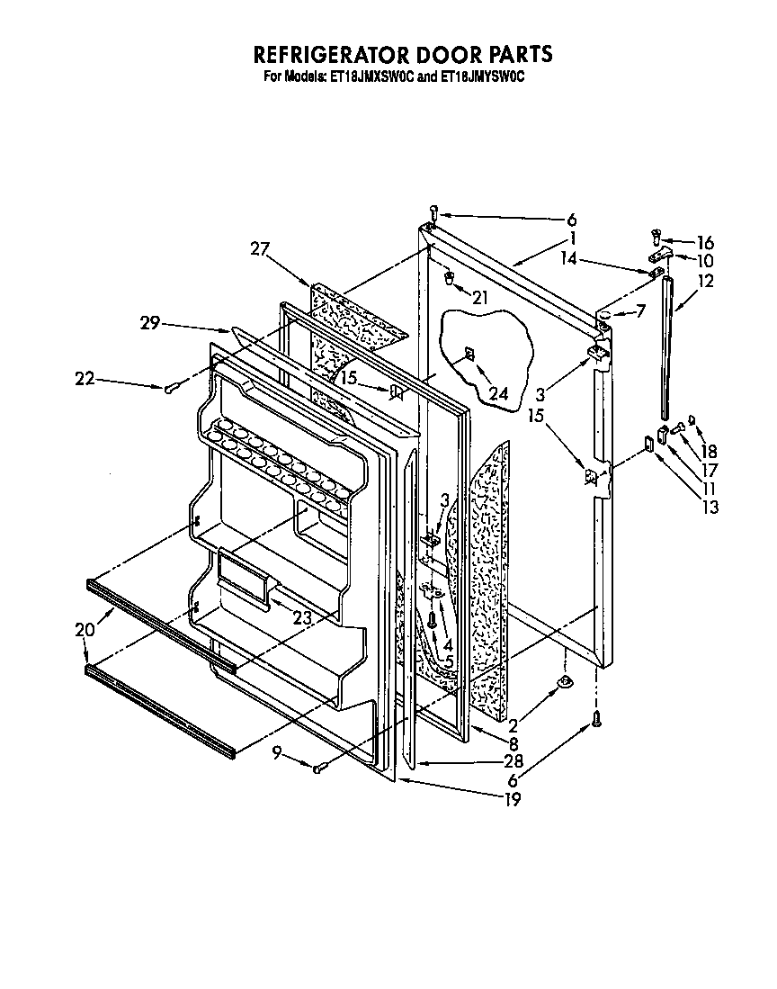 Whirlpool ET18JMYSG0C refrigerator door diagram
