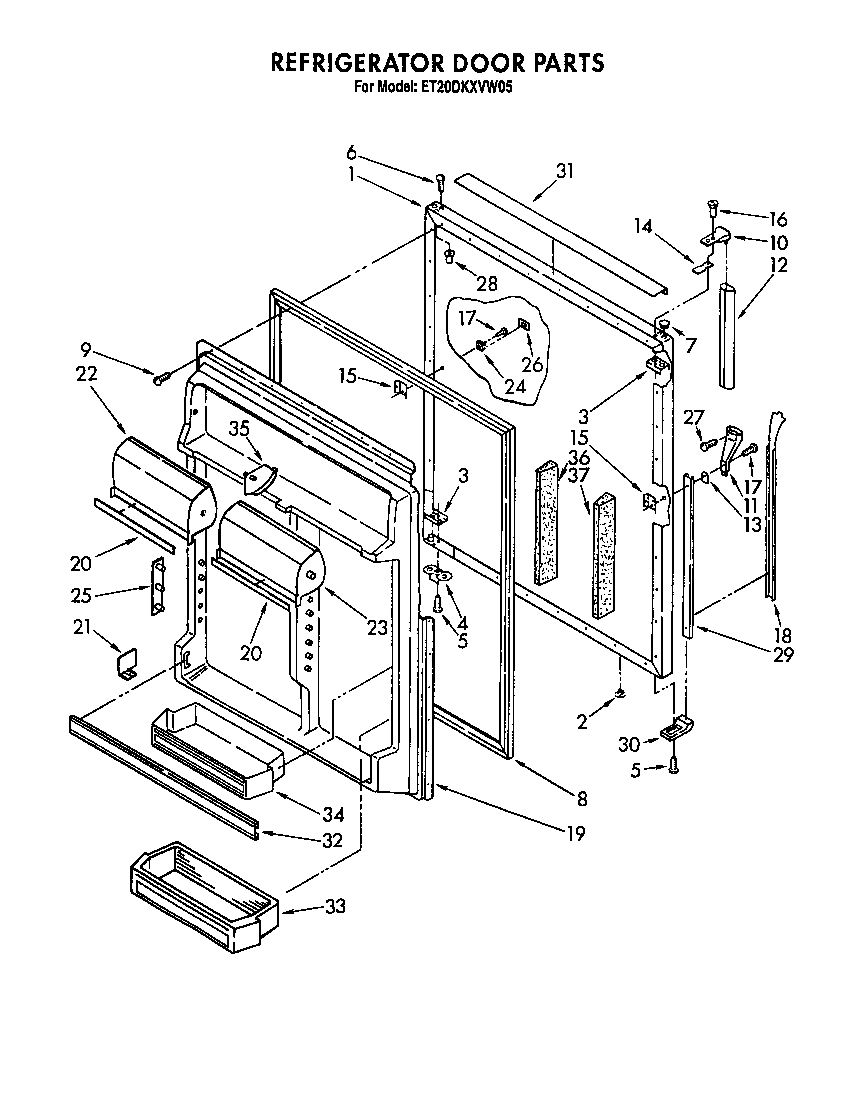 Whirlpool ET20DKXVN05 refrigerator door diagram
