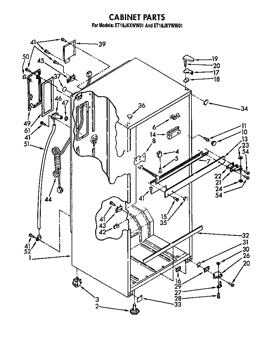 Whirlpool ET18JKXWG01 cabinet diagram