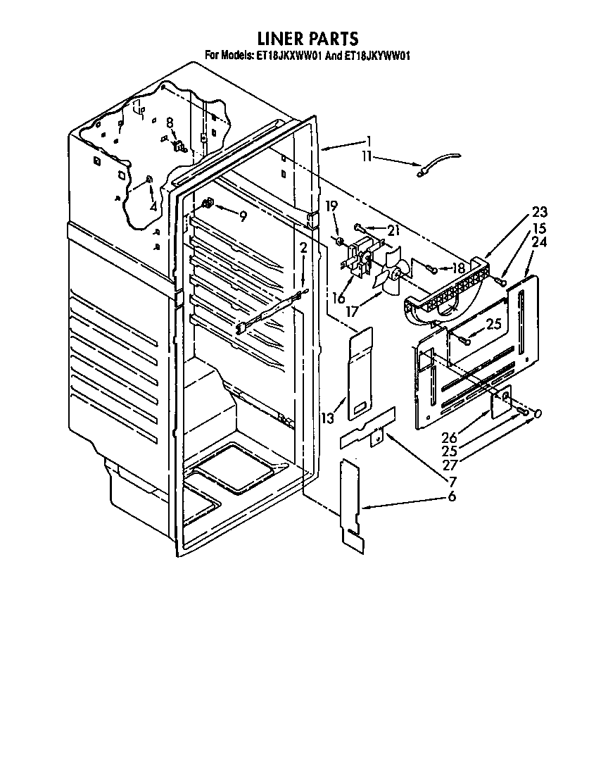 Whirlpool ET18JKXWG01 liner diagram