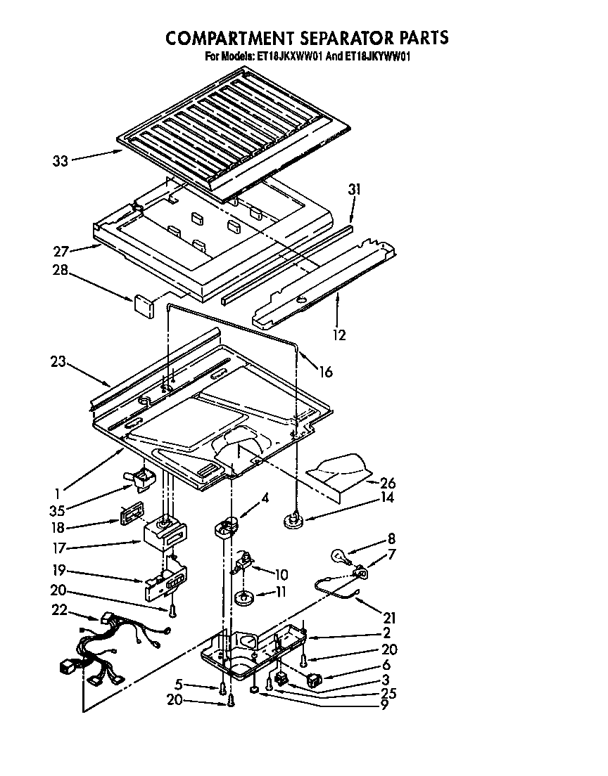 Whirlpool ET18JKXWG01 compartment separator diagram