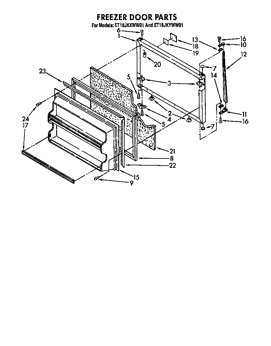 Whirlpool ET18JKXWG01 freezer door diagram