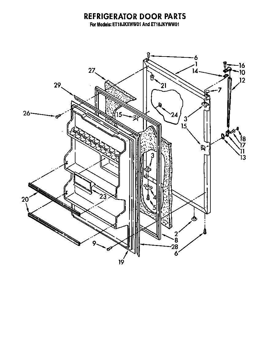 Whirlpool ET18JKXWG01 refrigerator door diagram