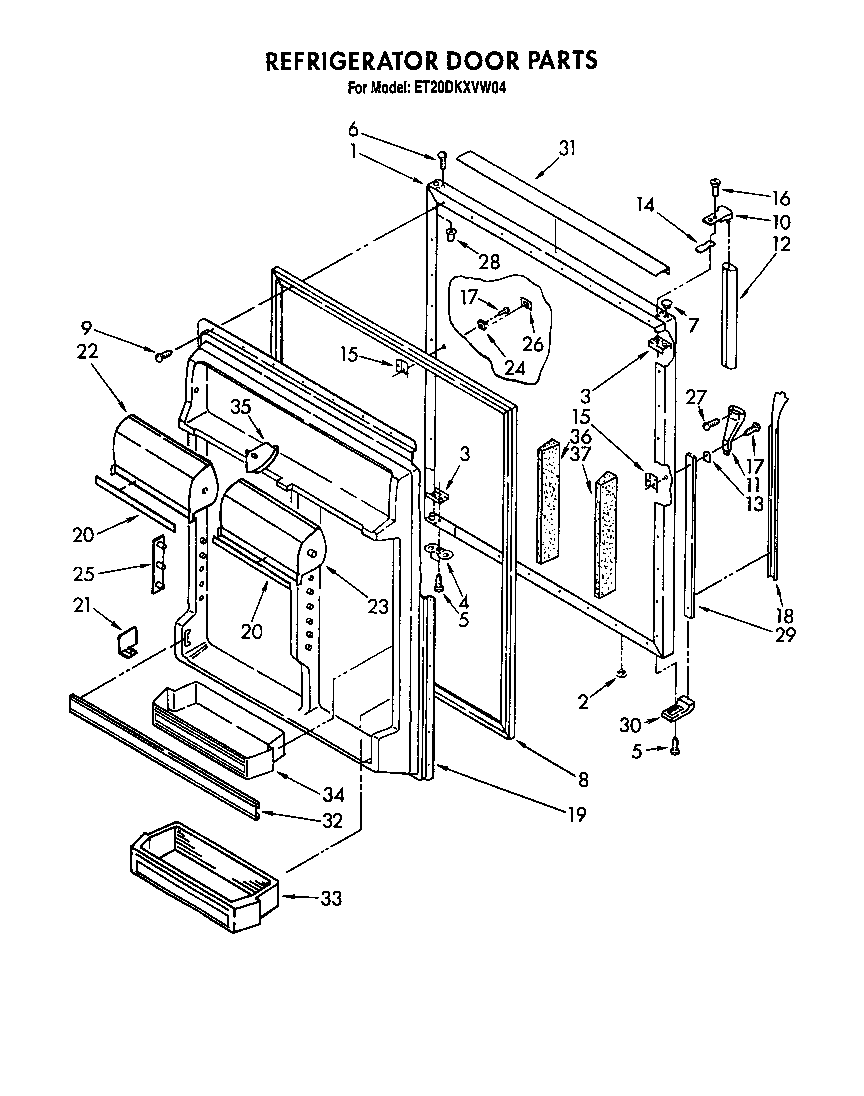 Whirlpool ET20DKXVW04 refrigerator door diagram
