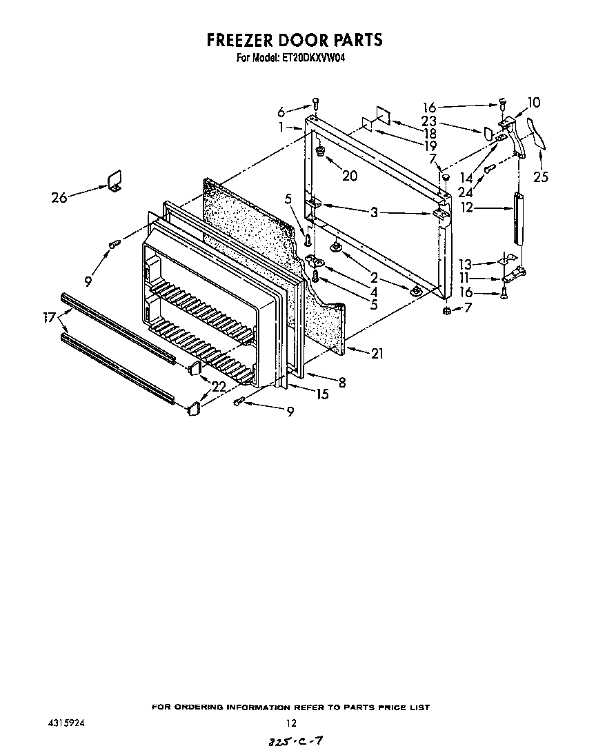 Whirlpool ET20DKXVW04 freezer door diagram