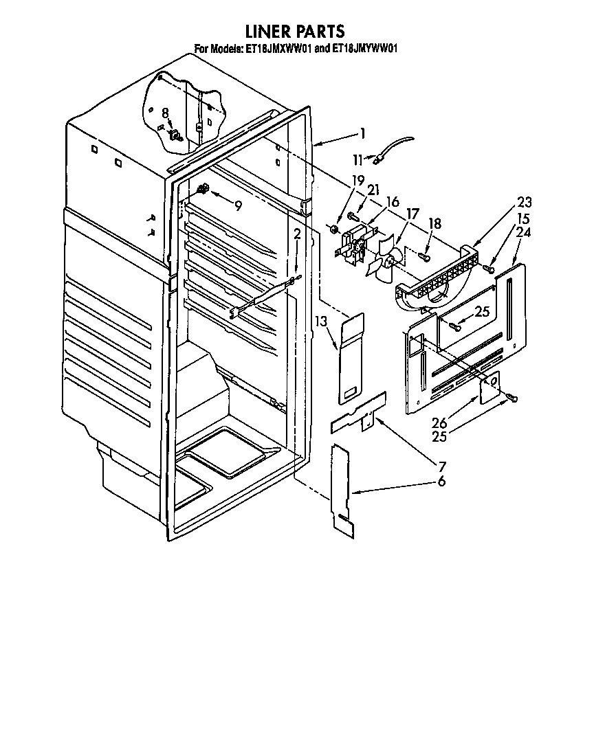 Whirlpool ET18JMXWF01 liner diagram