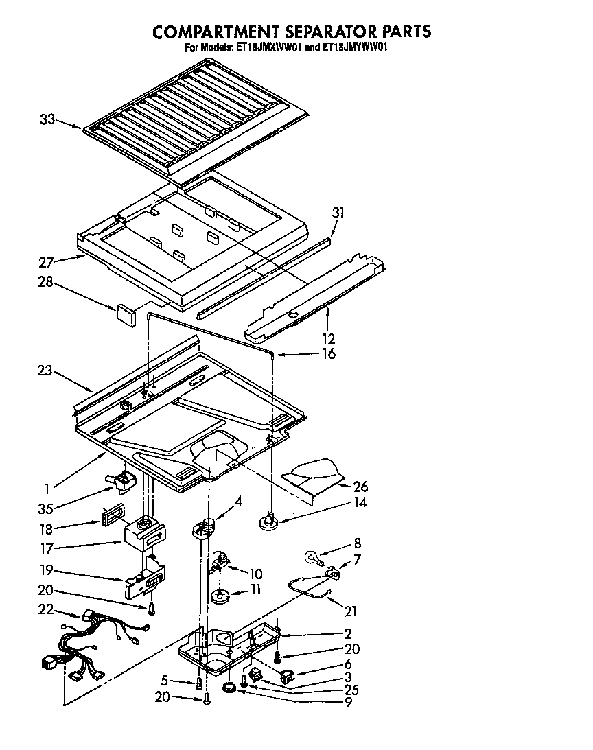 Whirlpool ET18JMXWF01 compartment separator diagram