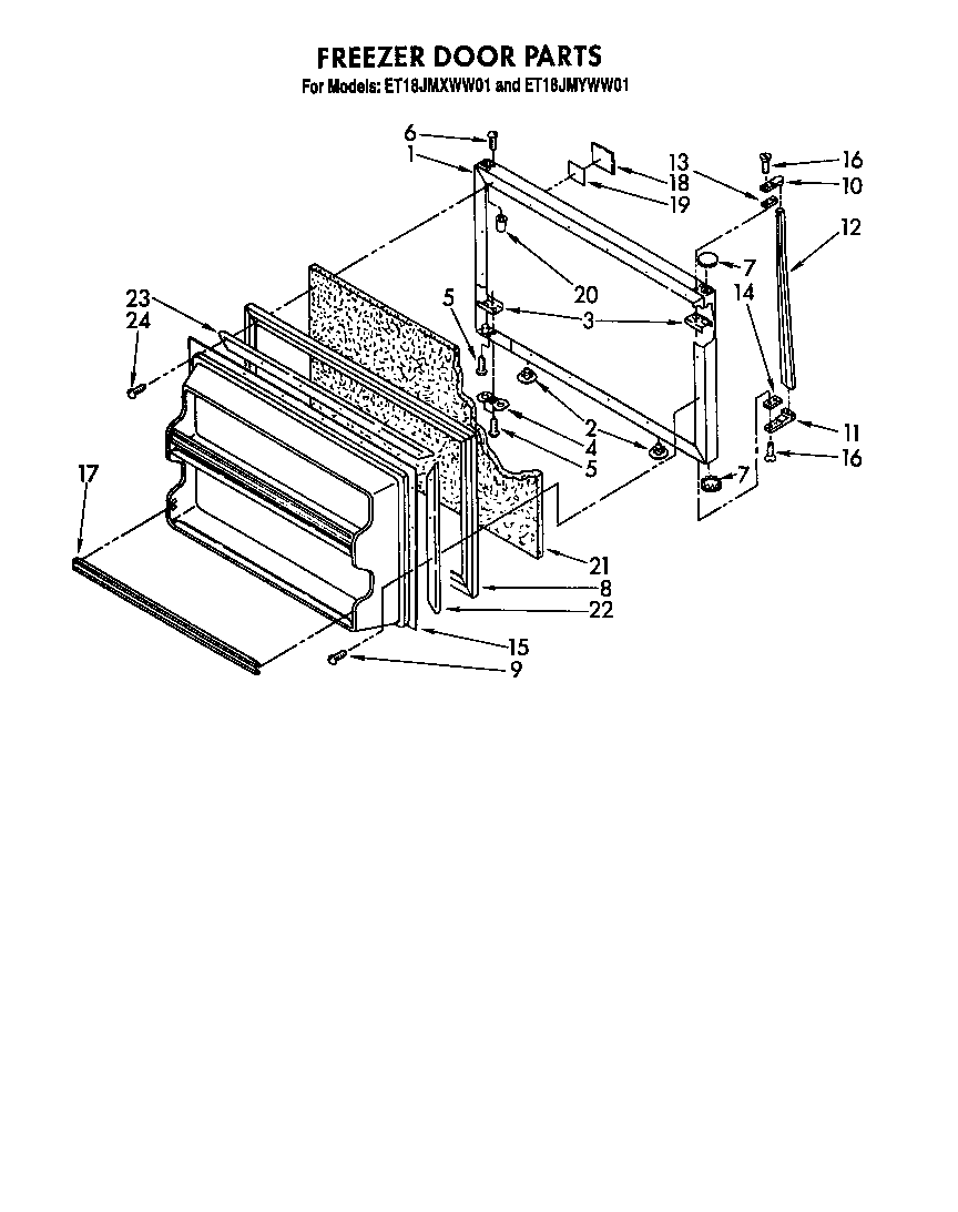Whirlpool ET18JMXWF01 freezer door diagram