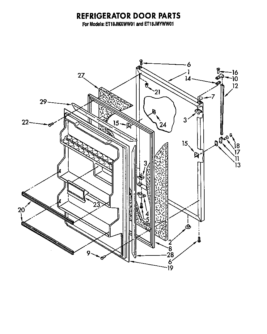 Whirlpool ET18JMXWF01 refrigerator door diagram