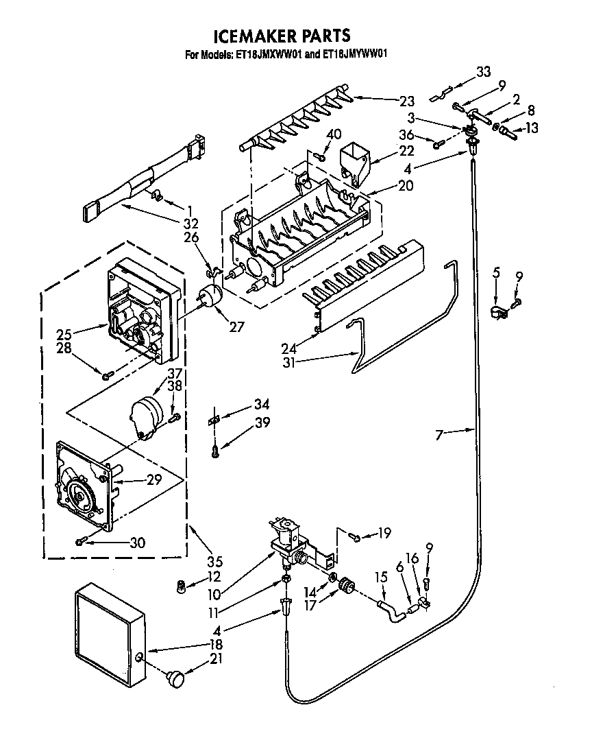 Whirlpool ET18JMXWF01 icemaker diagram