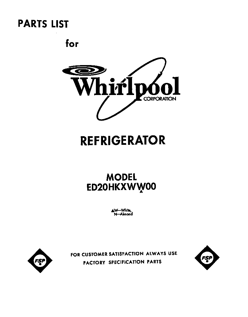 Whirlpool ED20HKXWW00 front cover diagram
