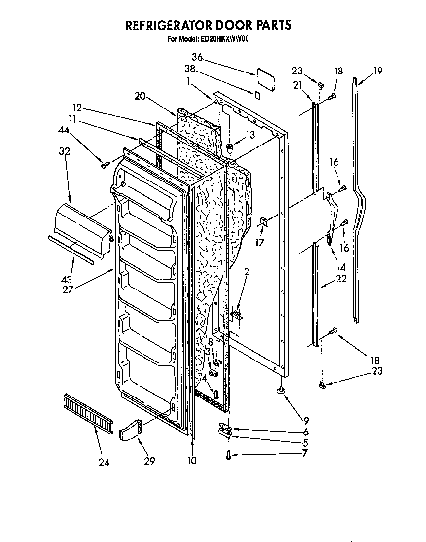 Whirlpool ED20HKXWW00 refrigerator door diagram