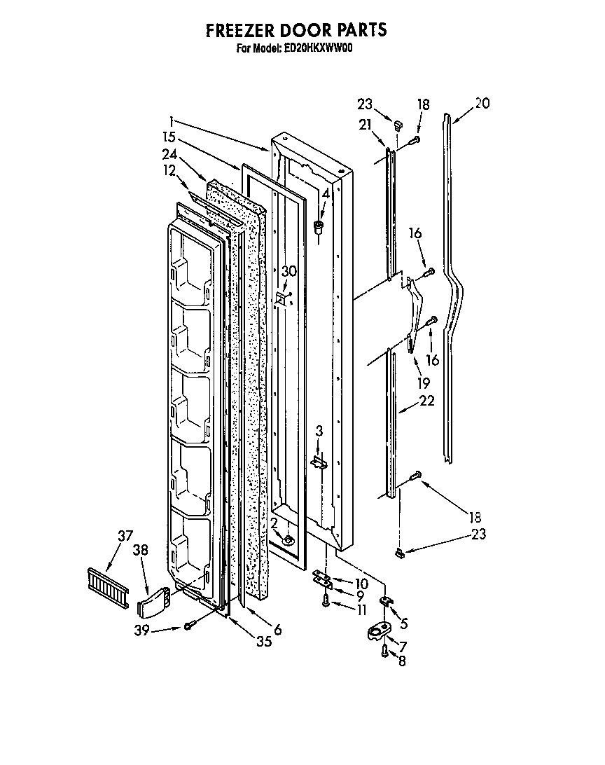Whirlpool ED20HKXWW00 freezer door diagram