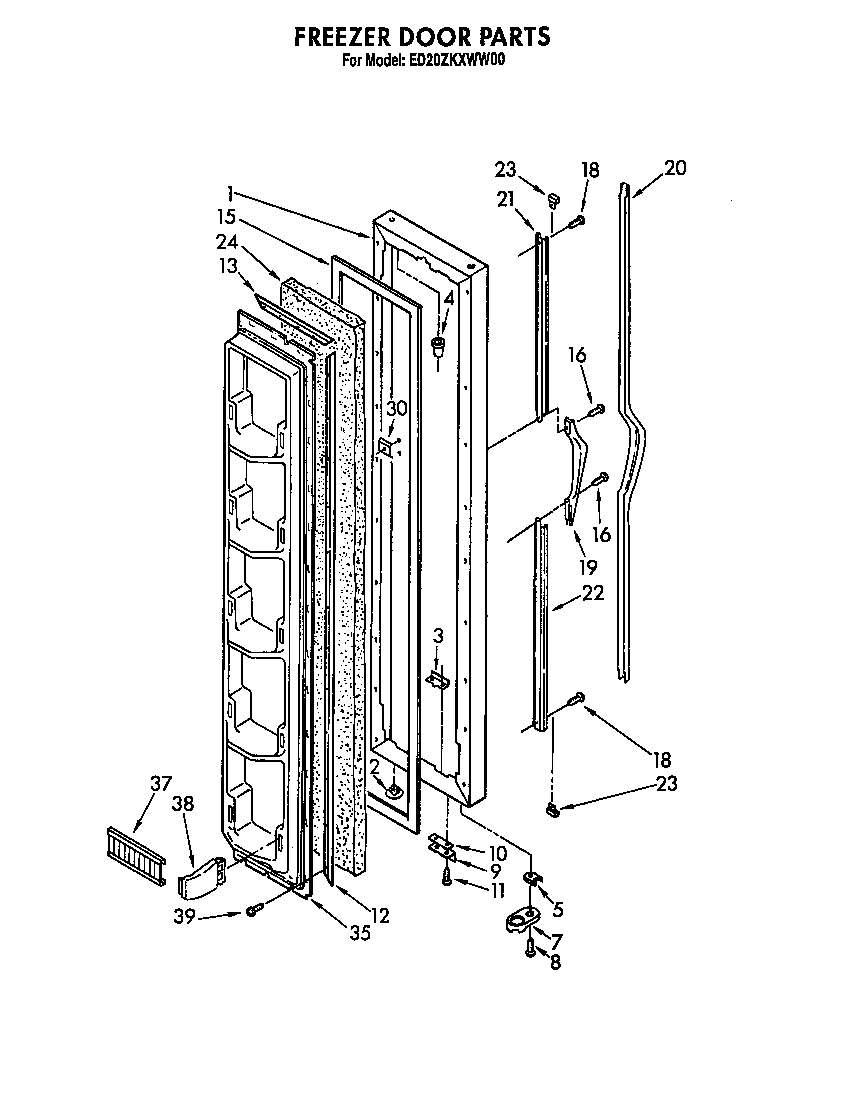 Whirlpool ED20ZKXWG00 freezer door diagram