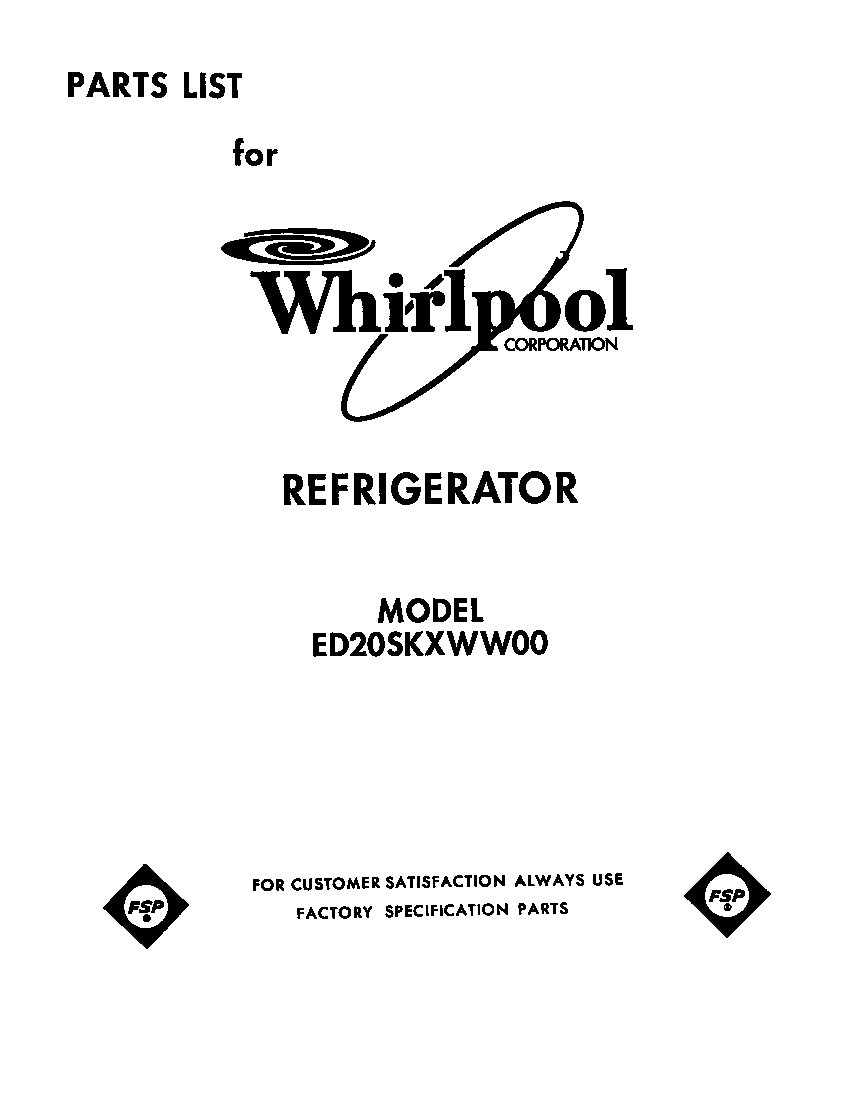 Whirlpool ED20SKXWW00 front cover diagram