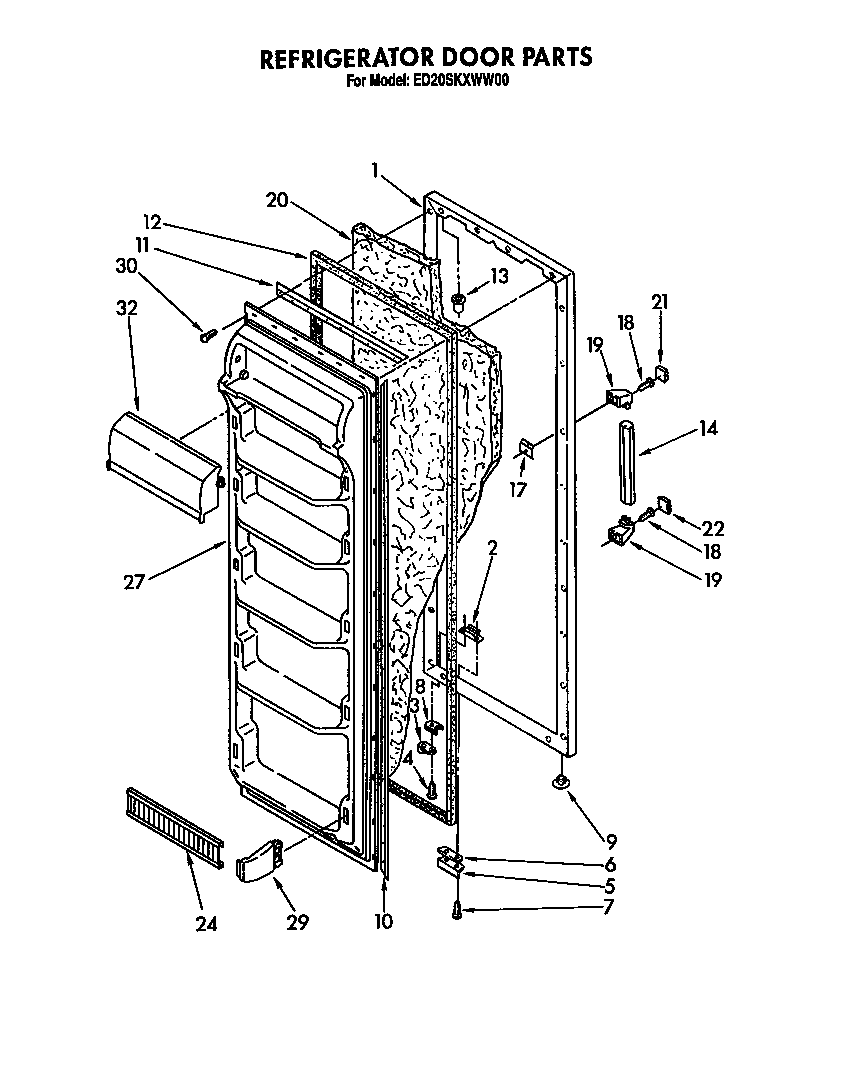 Whirlpool ED20SKXWW00 refrigerator door diagram