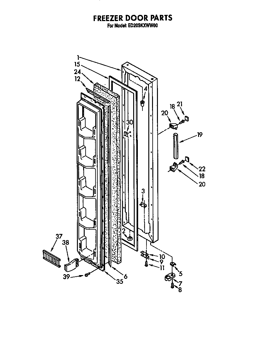 Whirlpool ED20SKXWW00 freezer door diagram
