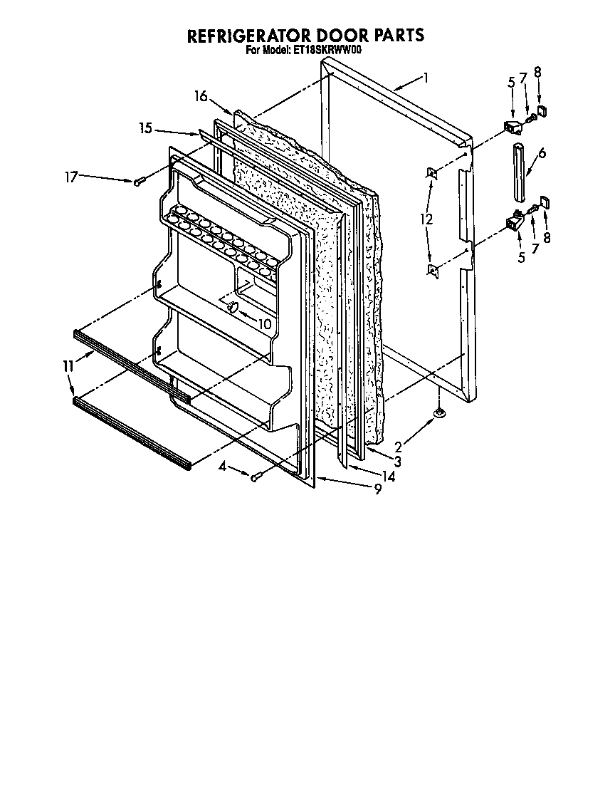 Whirlpool ET18SKRWN00 refrigerator door diagram